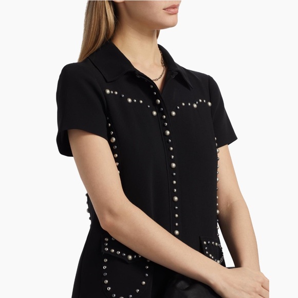 Cinq à Sept Florencia Studded Mini-Shirtdress Black - Picture 5 of 7